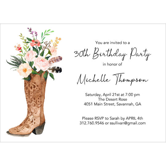 Floral Boot Invitations